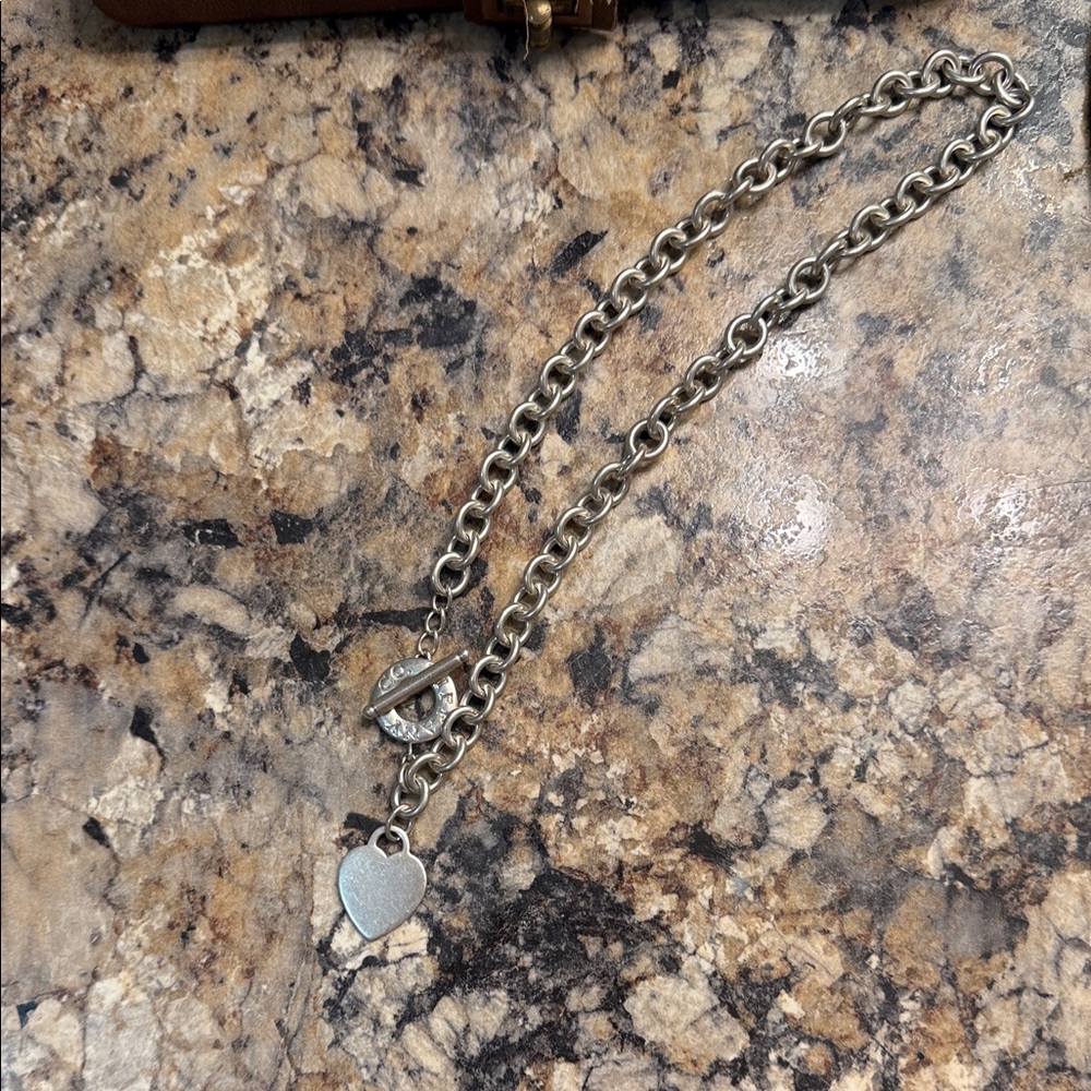 Tiffany & Co. Silver Heart Tag Toggle Link Necklace